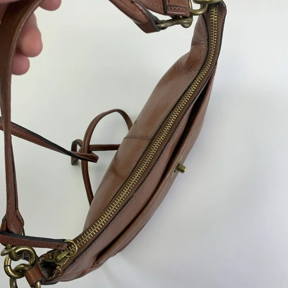 Margot Brown Leather Crossbody Top Handle Shoulder Purse Bag Turn Lock Pocket - Picture 7 of 14